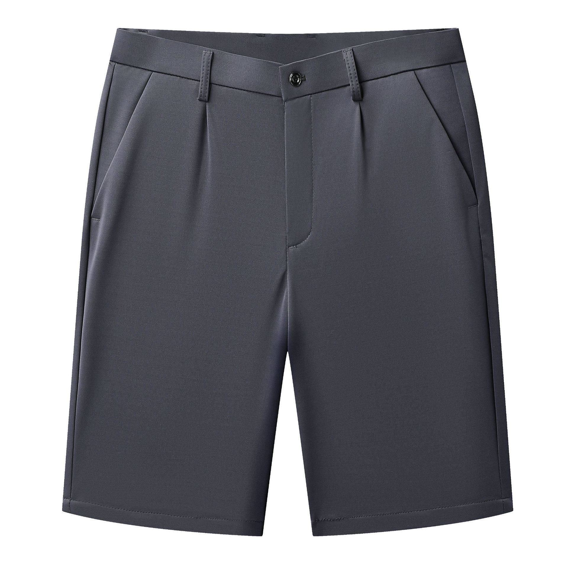 Pantalones cortos de cinco puntos transfronterizos para hombres verano papá con trajes fríos y antiarrugas pantalones cortos de estilo rectos sueltos
