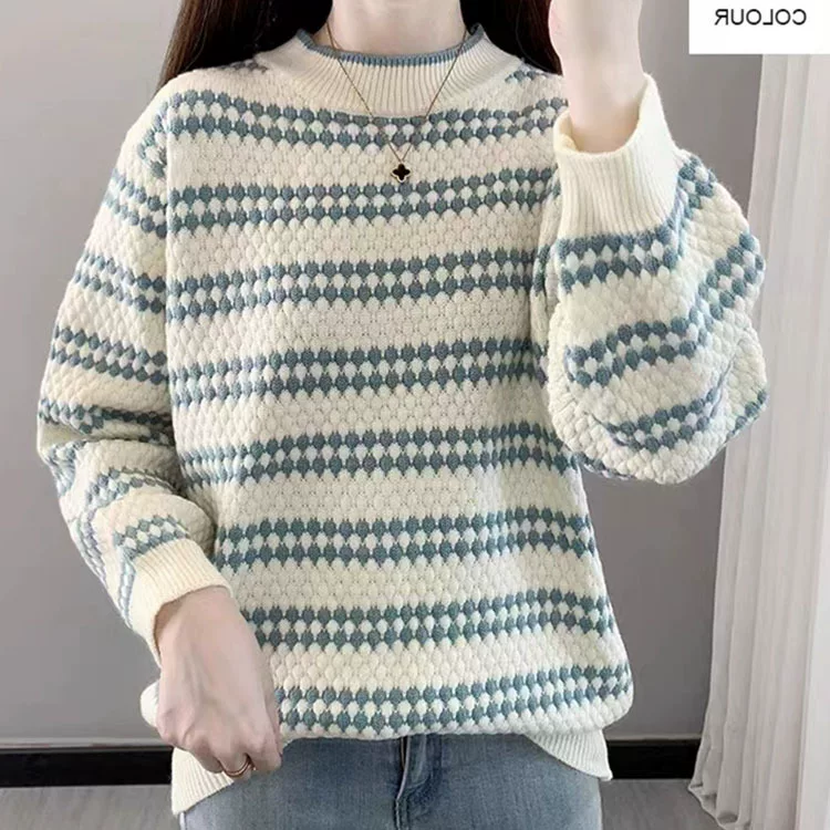 Set, demi-season knitted sweater for leisure, loose fit, high collar
