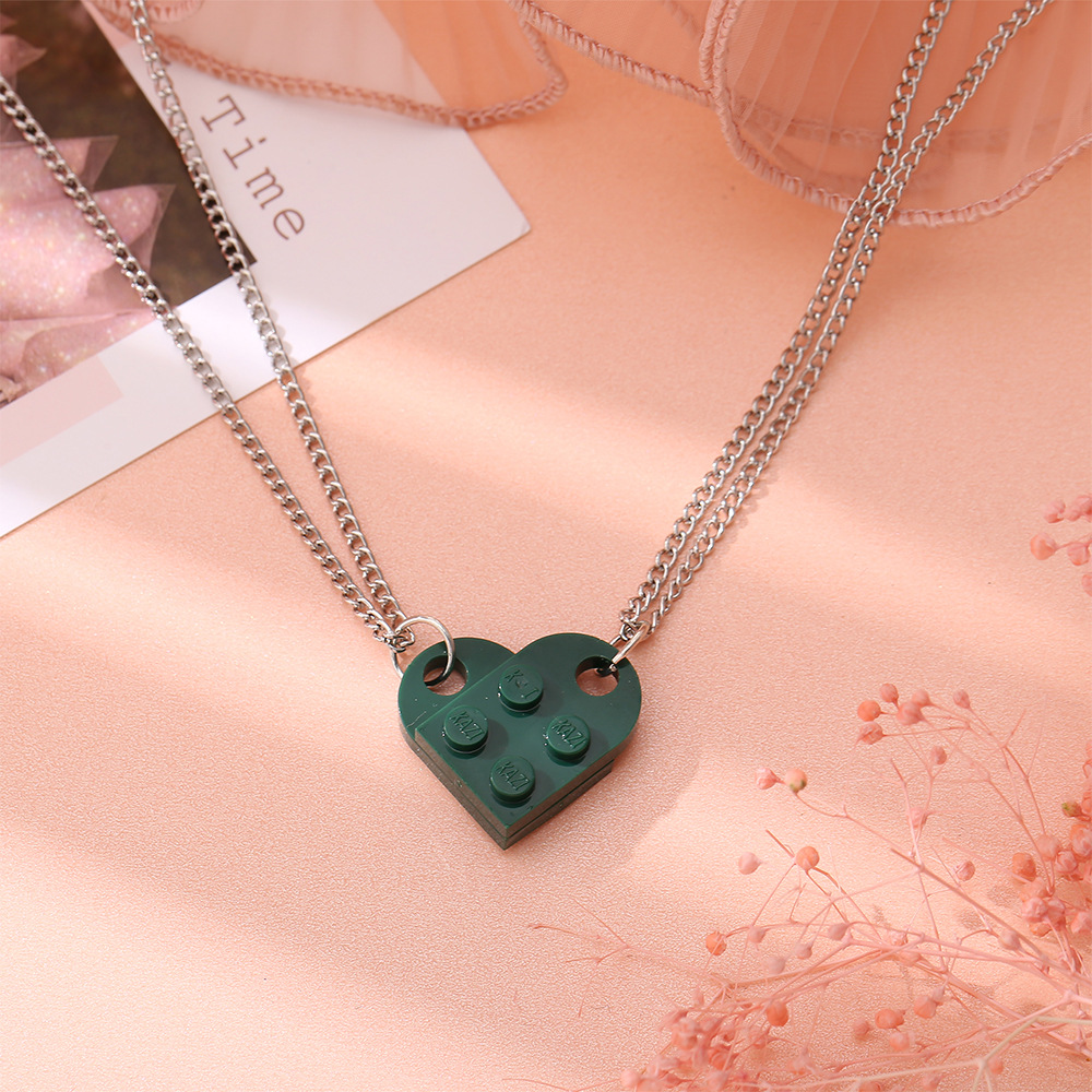 Simple Heart-Shape Double Bead Chain Necklace