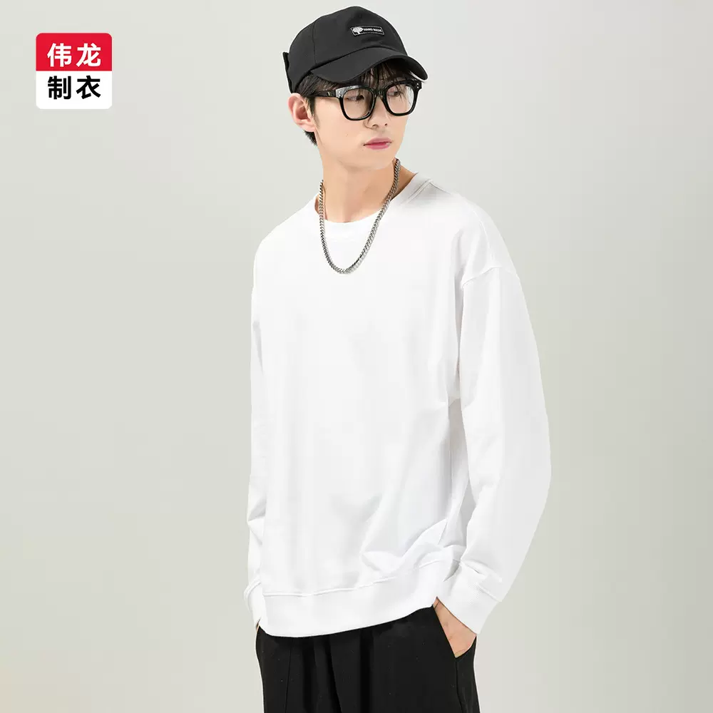 重磅纯棉圆领卫衣男女美式休闲套头上衣秋季新款毛圈重磅长袖T恤