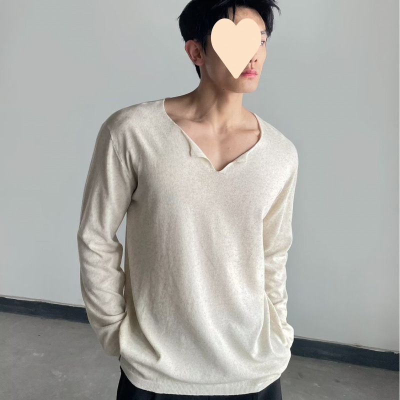 亚麻混纺轻薄长袖罩衫t恤男女宽松休闲老钱风慵懒防晒纯色上衣秋|undefined
