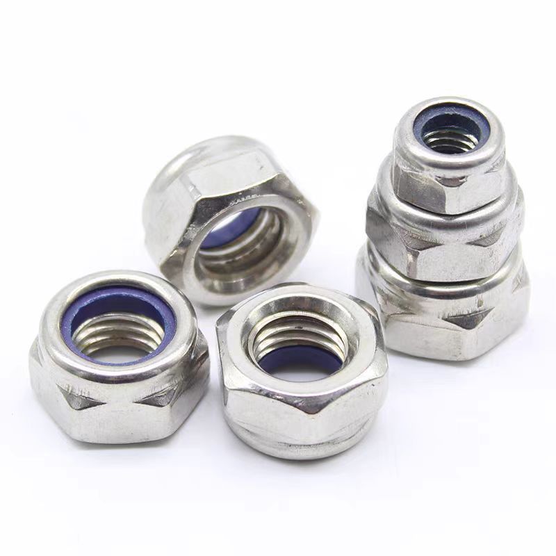 316不锈钢DIN985防松自锁螺母 非金属嵌件六角锁紧螺母M2.5-M20