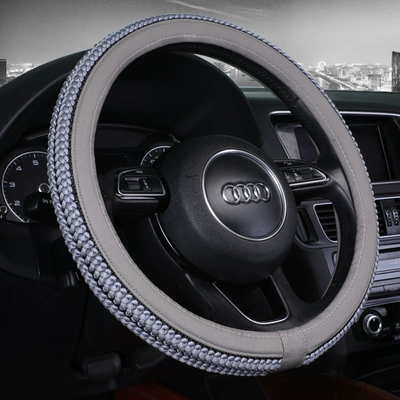 Feel, Ice Silk Car Car Handle, Steering wheel cover - luxury-gray-38cm