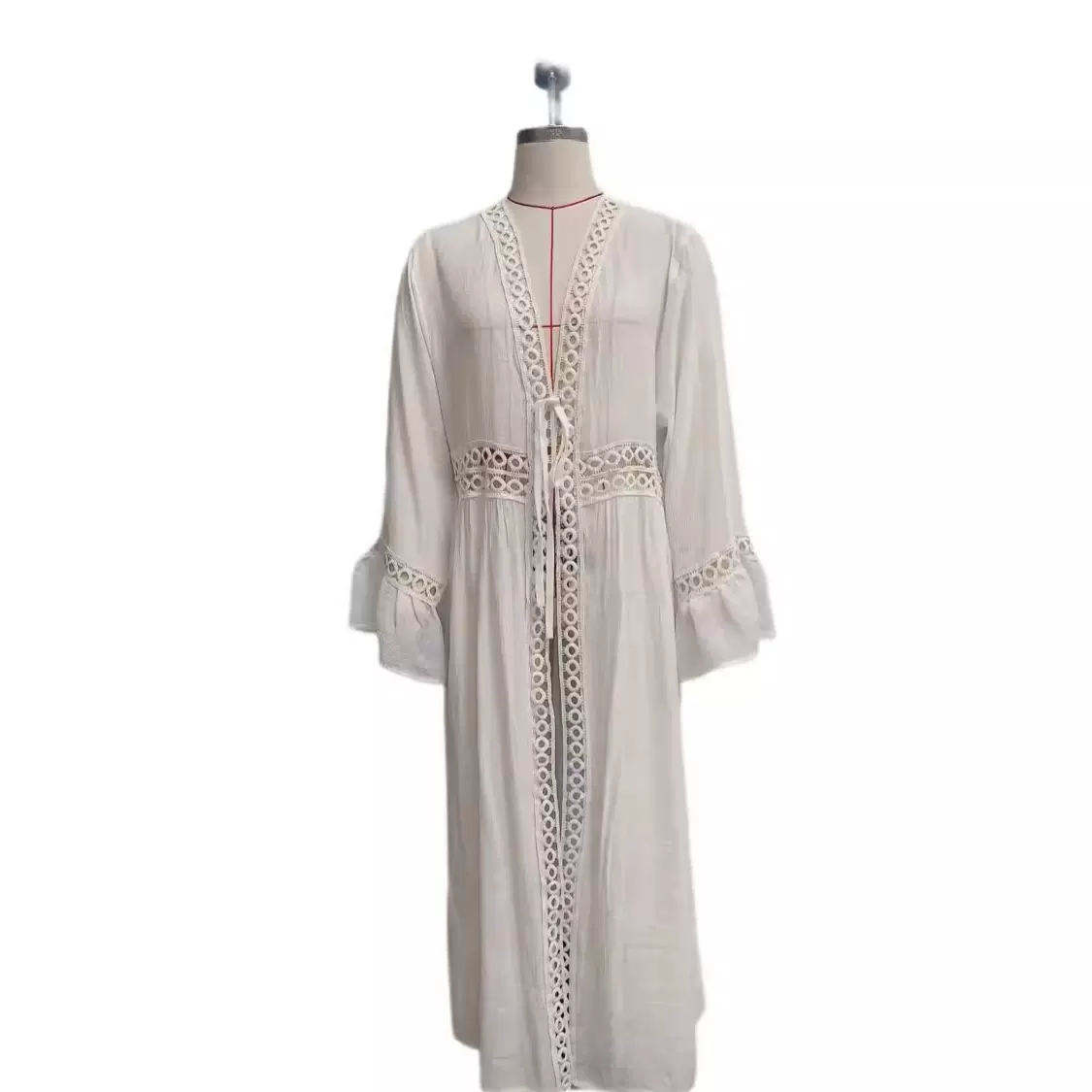 欧美长款圈圈花边开衫防晒衣比基尼外搭沙滩防晒罩衫批发工厂新款