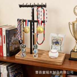 新款实木棒球滴水项链手链收纳架棒球收纳架冠军戒指展示架