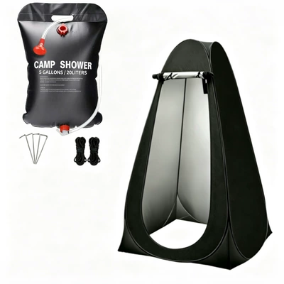 Fishing Tent, Thermal Tent, Avtomobil dam çadırları - 2-window-black-20l-shower-bag-single-size-1212-19m