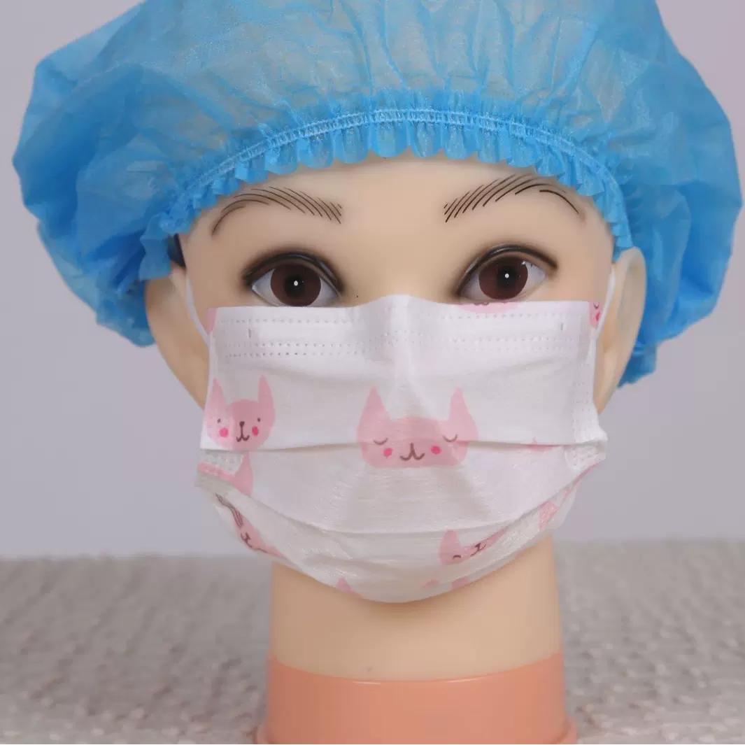 一次性帽子医用帽无菌帽头套条形帽无纺布帽子用蓝色无菌可定制