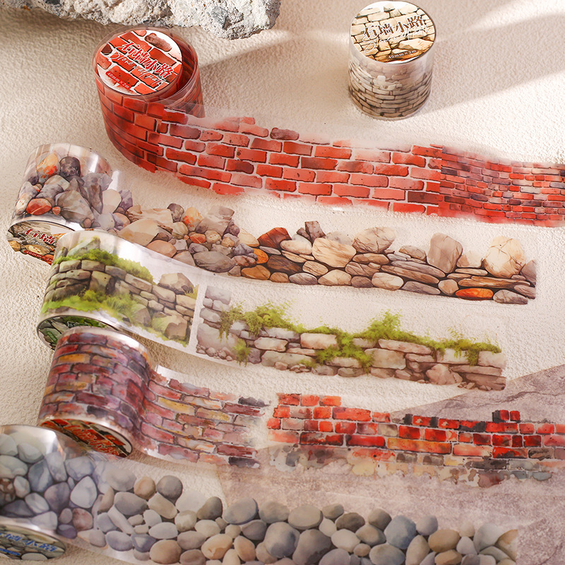 Beautiful day PET tape stone wall path series wall texture theme hand account diy base collage