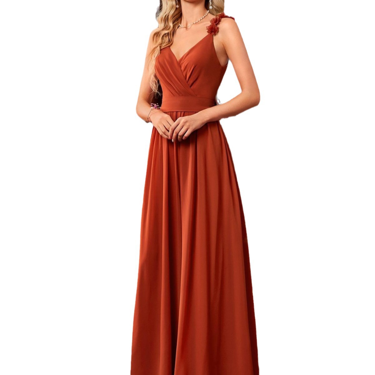 Cuello en V camisola vestido de noche de encaje plisado sin respaldo sexy elegante gran swing vestido de baile vestido de fiesta vestido de dama de honor primavera