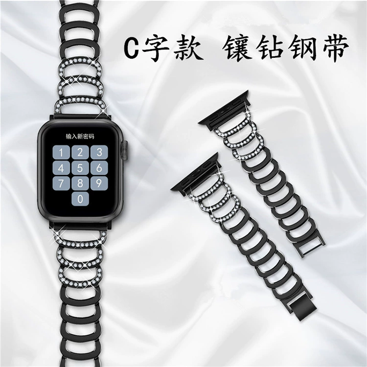 Applicable to Apple Applewatch C -shaped C -shaped Patch Fashion Metropolites Strap Slim Solid Metal Ribbon