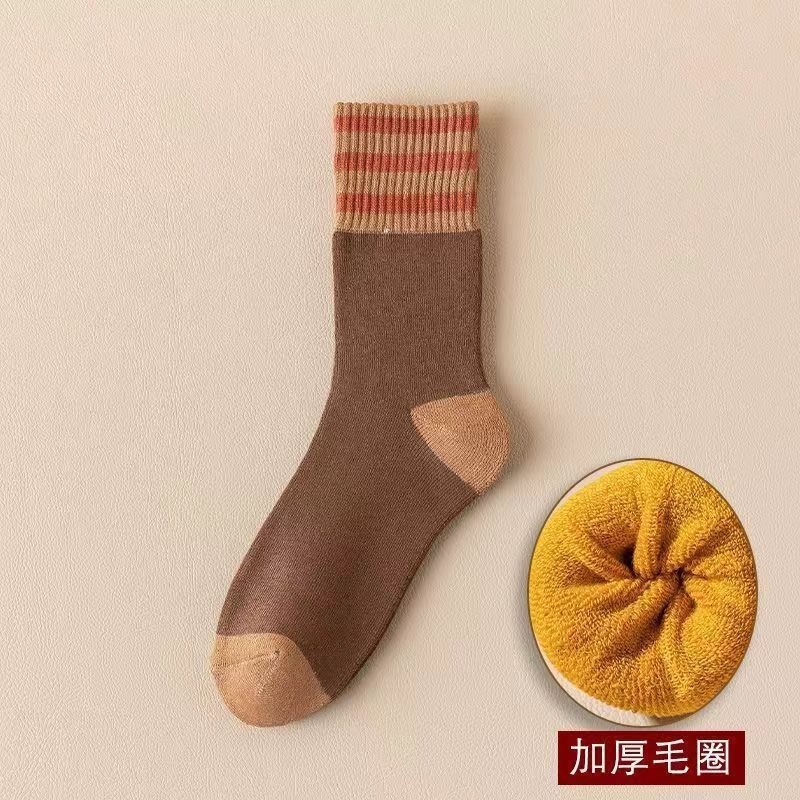 三棒のストライプの靴下の女性の秋冬のベルベットの厚い保温靴下は足の靴下の綿の靴下を凍らせません。|undefined