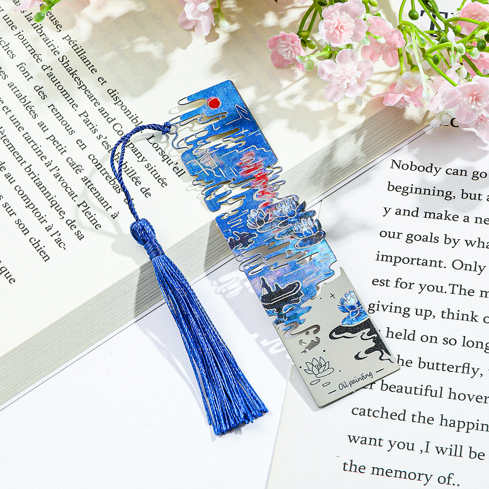 12g Weight Bookmark Stationery Type 1 Piece Quantity School, Graduation Occasion Metal Material Oil Painting Pattern Retro Style 1 Piece Oil Painting School Graduation Metal Retro Bookmark 6