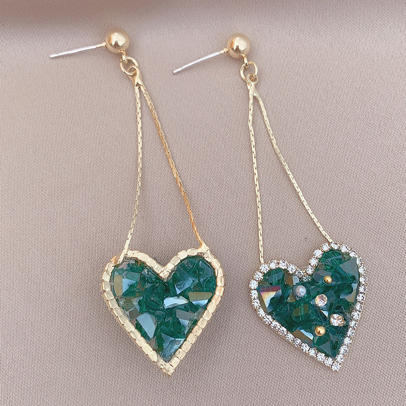 Fashion Rhinestone Crystal Heart-shaped Long Alloy Drop Earrings display picture 4