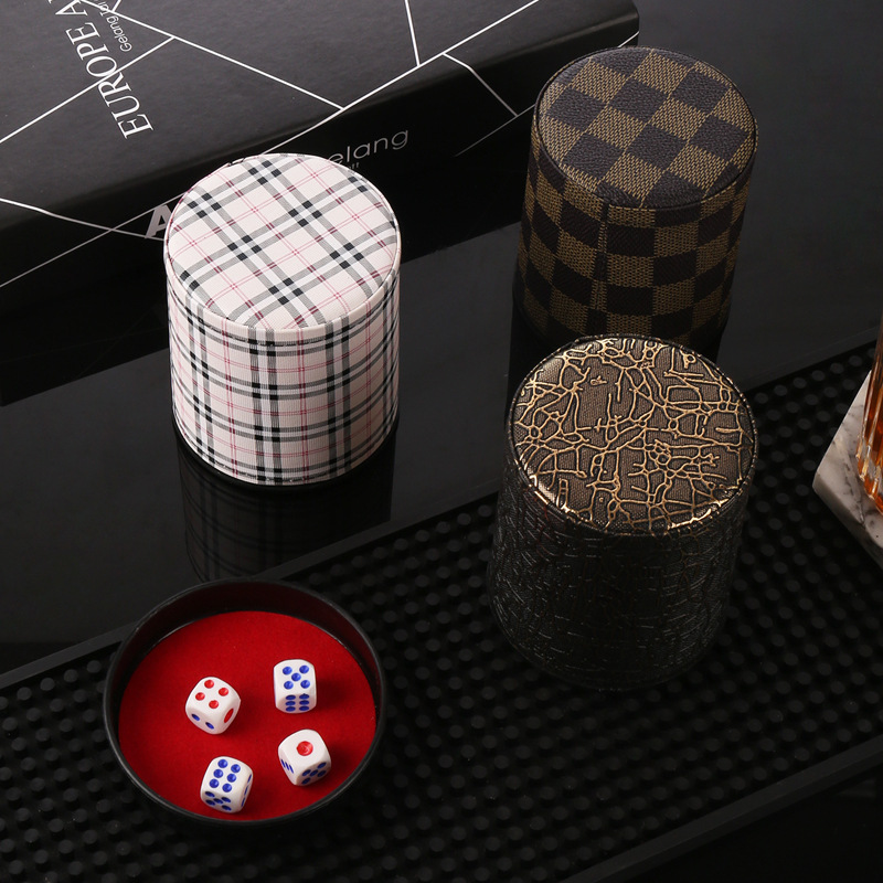 Lined Noise Leather Dice Bowl Bar Dice Bowl Dice KTV Color Bowl Color Dice Shaker Set Logo Printing