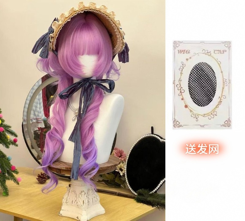 拾山假发女lolita水母头法式黄色夜航星洛丽塔长卷发罗马卷全头套|undefined