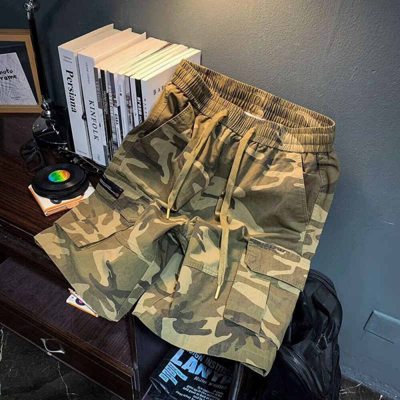 Camouflage Cargo Casual Shorts 2025 New Straight Loose Five-Point Pants Summer Trendy Brand Men's Handsome Mid-Length Pants