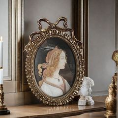 French vintage oil painting desk ornament living room bedroom decoration painting wall hanging oval picture frame lightweight picture frame wall mounted