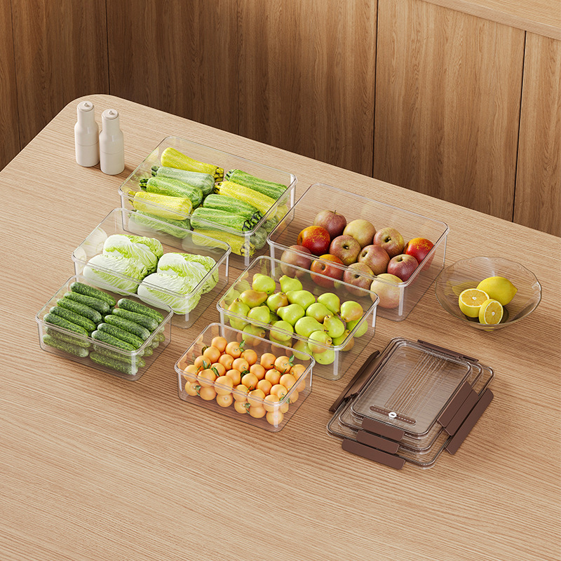 透明密封鮮度保持ボックス家庭用冷蔵庫分類厚手収納ボックスキッチン果物野菜食品級収納ボックス|undefined