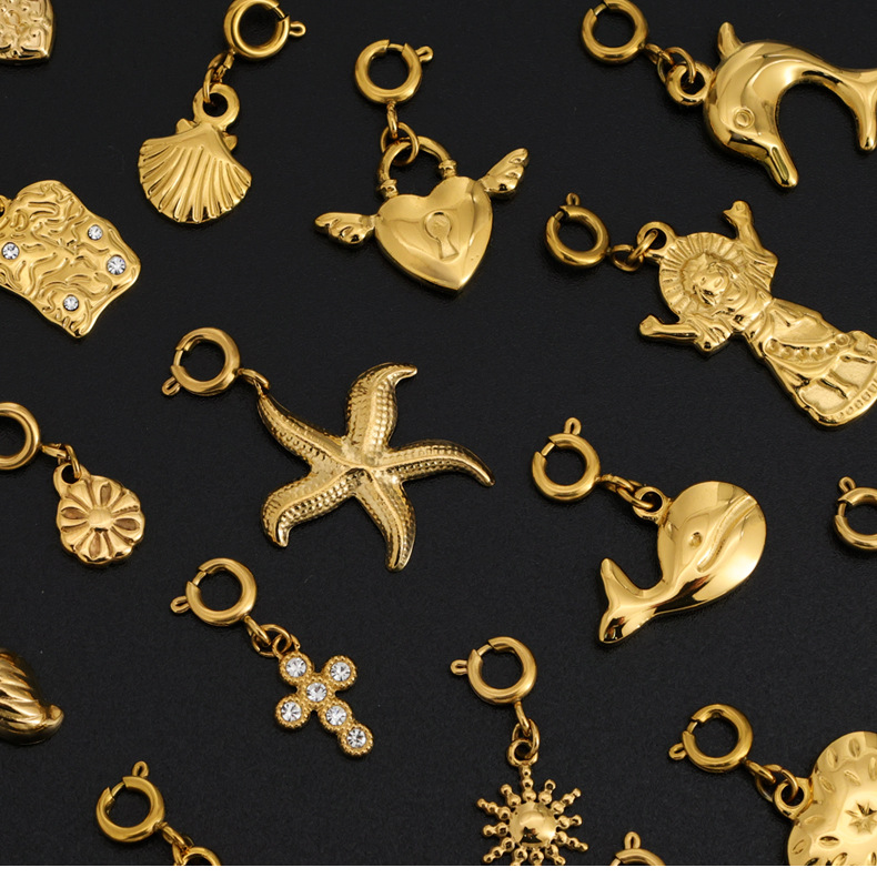 1 Stück Edelstahl 304 Seestern Herzform Anhänger Kette display picture 1