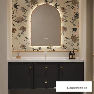 美法式智能浴室櫃現代輕奢洗手池洗臉盆櫃復古衛生間洗漱台衛浴櫃