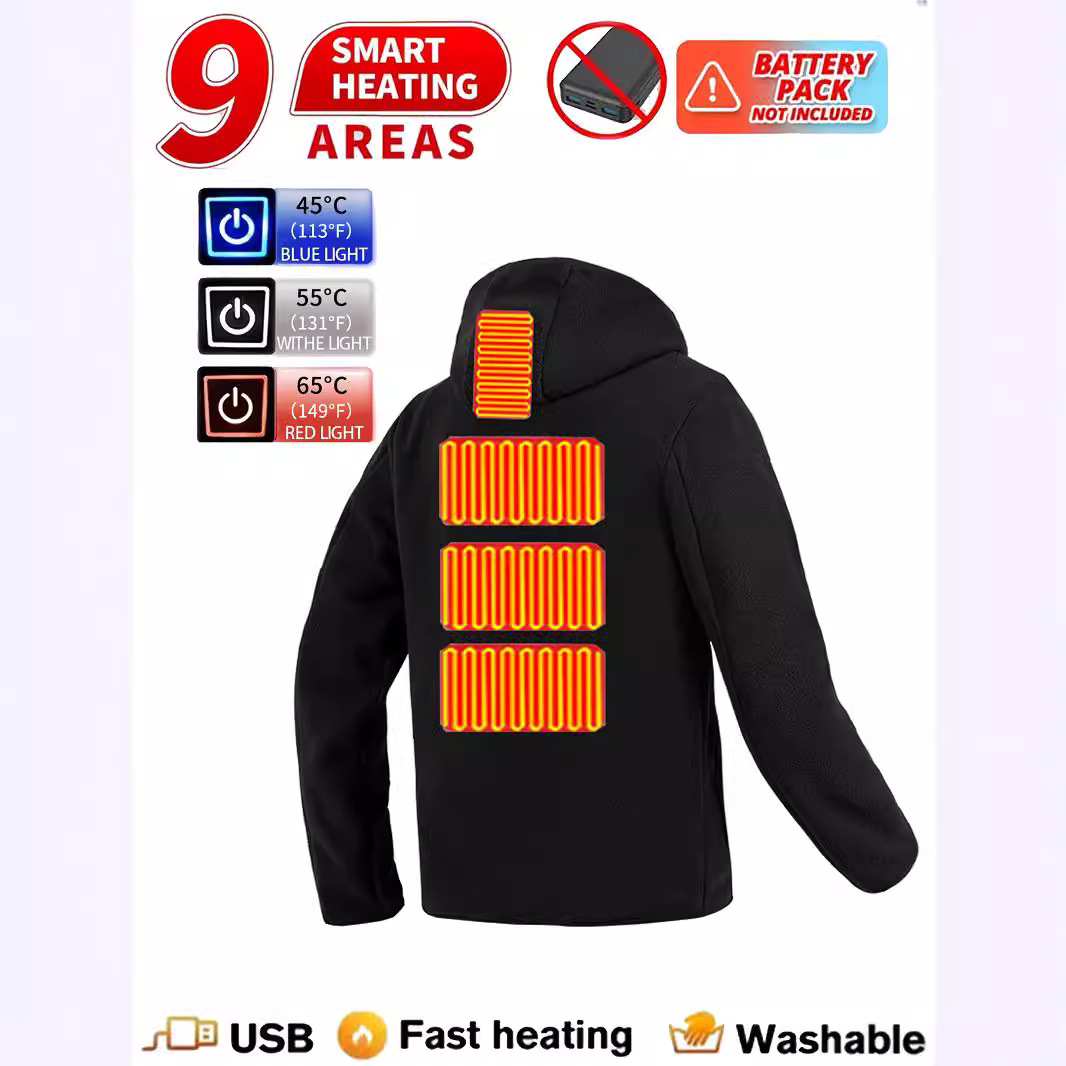 2025 Neues Smart Heating Fleece-Kapuzenpullover für Männer und Frauen, verdickt und atmungsaktiv, Neun-Zonen-Drei-Stufen-Wärme_voghion.com