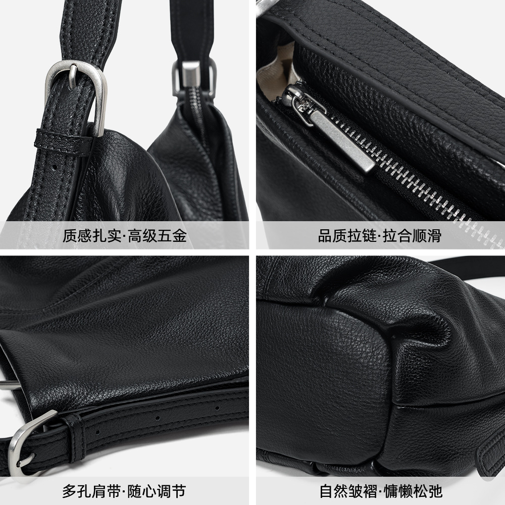 2026 New Arrival Women's Shoulder Bag Genuine Top Grain Cowhide Leather Tote Bag Large Capacity Minimalist Casual European And American Style - Thumbnail 3