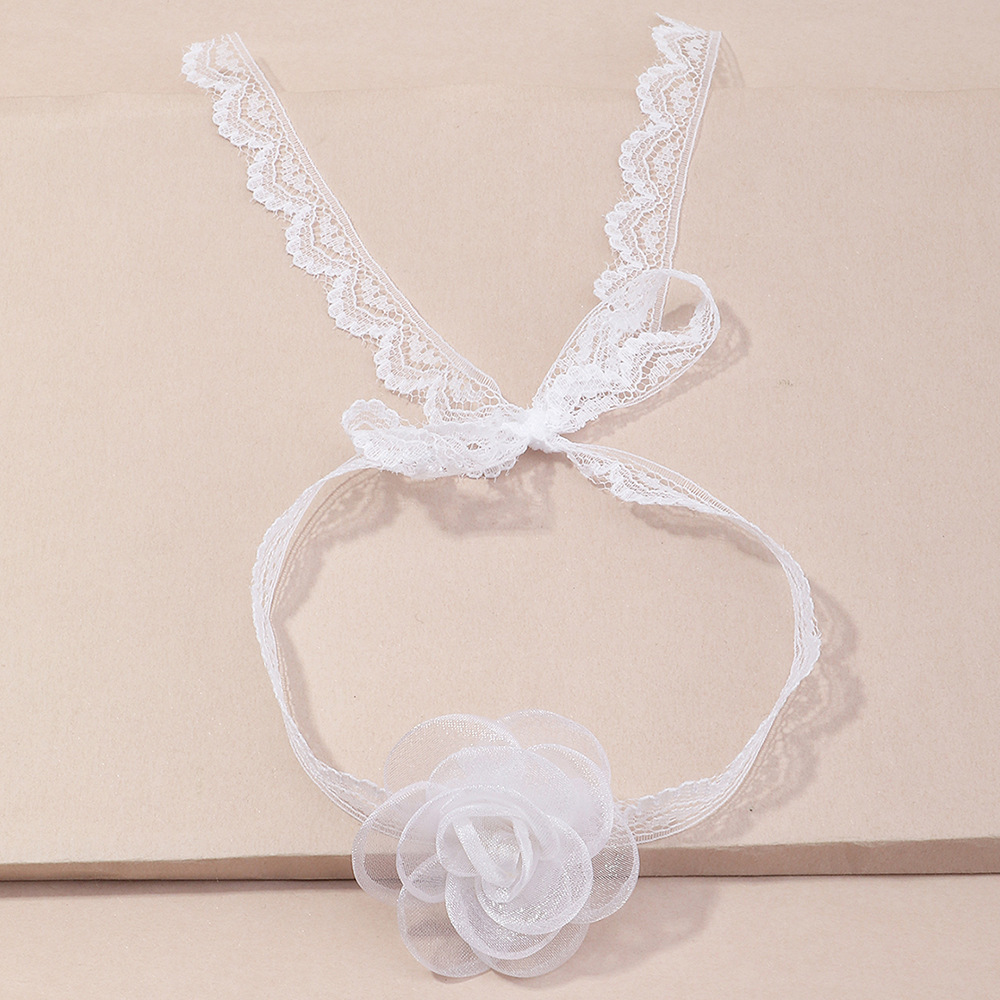 Wholesale Fashion White Gauze Flower Fabric Necklace display picture 2