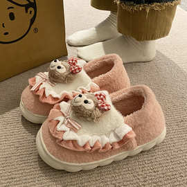 2024年新款家居棉拖鞋女士冬季保暖厚底情侣室内防滑月子鞋秋冬款