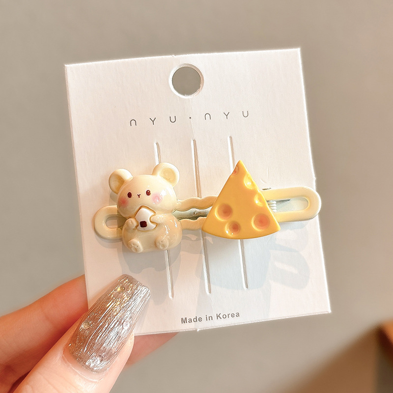 Coreana lateral frange clip de cabello de la frente de mujer sensación avanzada 2025 nuevo toque de dopamina clip de boca de pato