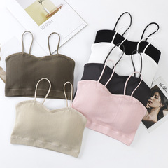 Threaded one-line waist beautiful back-wrapped chest tube top development period girl students' bottoming anti-exposure sports suspender underwear for women