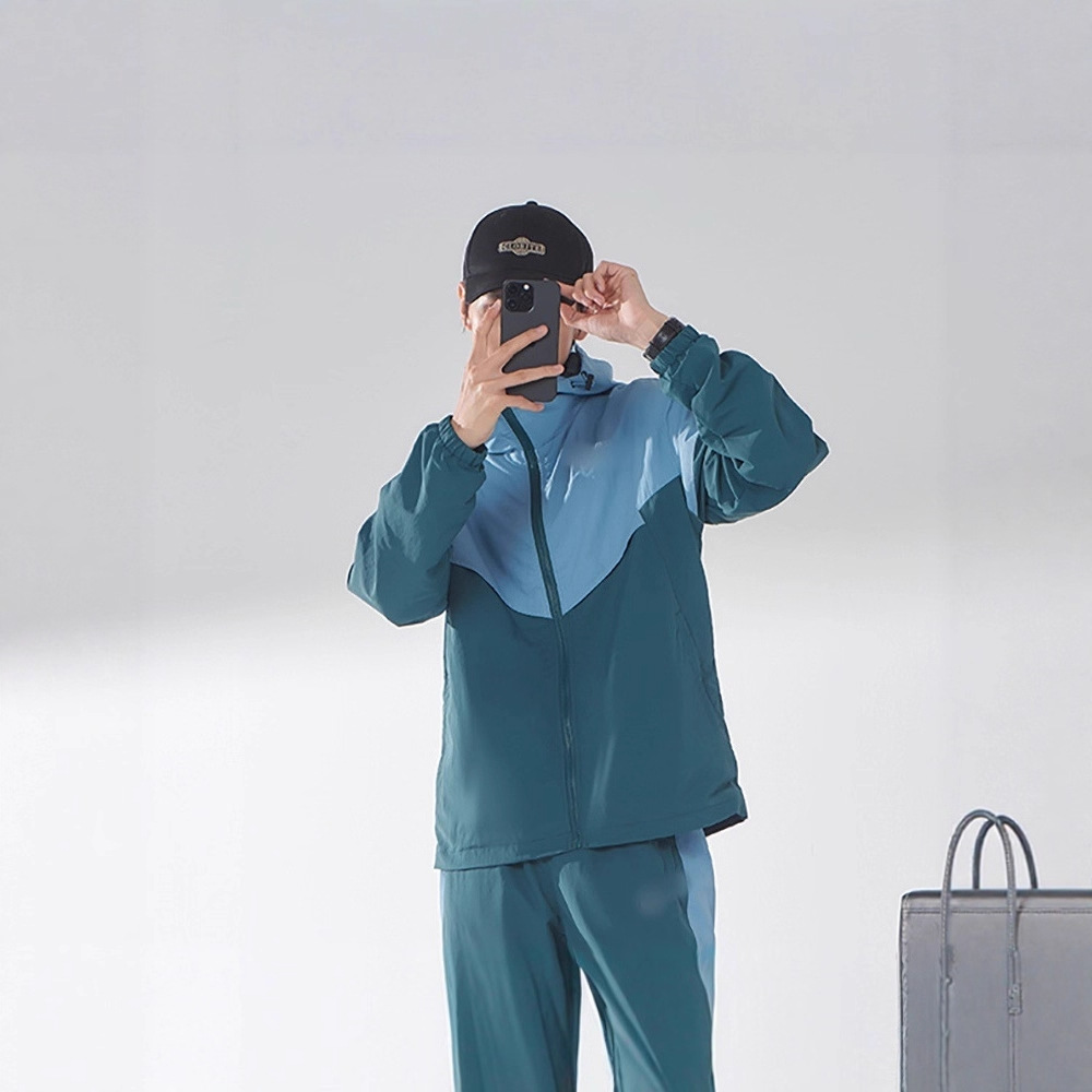 Spring and Autumn Men's Sports Suit Long-Sleeved Jacket Trousers Running Outdoor Cardigan Hooded Clothes Hook Clothing Dropshipping