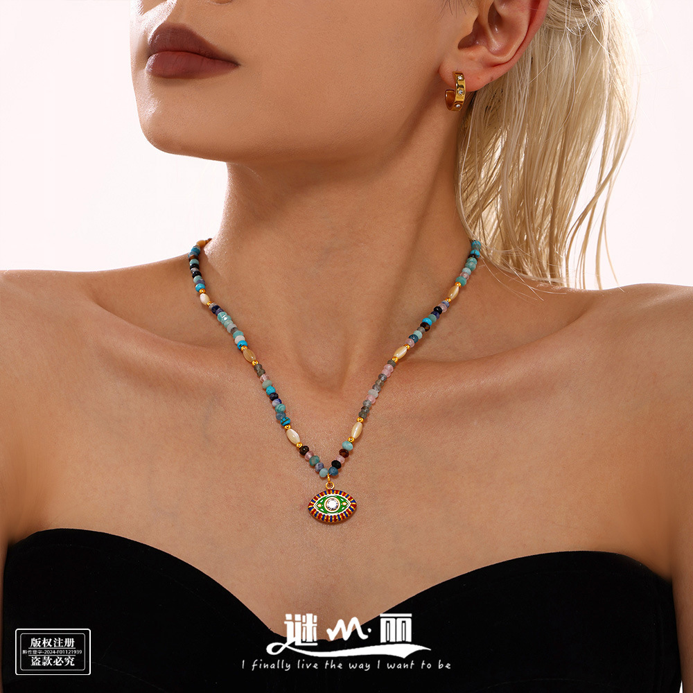 Creative organic ethnic necklace from pearl stainless steel