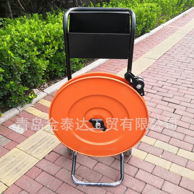 加厚塑钢带盘手推车 手动打包带带盘车 打包带小推车200/400mm