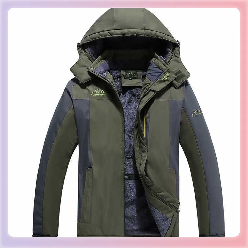 ✅ Outdoor Winter Large Size Jacket for Men with Velvet, Thickeneding, Warmth and Fattening, Windproof and Rainproof, Middle-Aged and Elderly Mountaineering