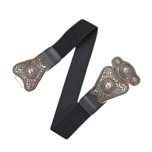 European and American court literature and art retro carved buckle pin buckle fashion ladies elastic elastic woven wide girdle belt for women