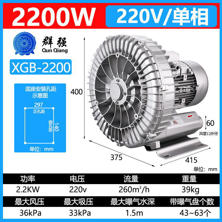 渦送風機工業用ハイパワー 220v 魚池エアレーションエアレーター送風と吸引兼用防爆高圧送風機|undefined
