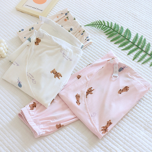 Bear Modal maternity pants spring and autumn new maternity trousers casual cotton printed comfortable pajamas on behalf of