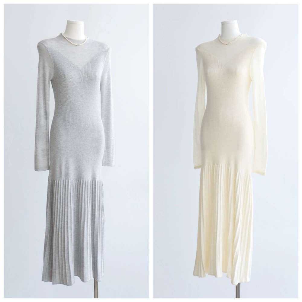 Смесь мерсеризованной шерсти, ранняя осень, полупрозрачная трикотажная юбка, платье с высокой талией, тонкая юбка «рыбий хвост», элегантная утягивающая длинная юбка