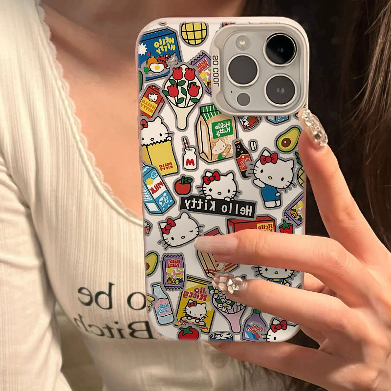 Чехол для телефона (Apple) совместим с iPhone 12–16, принт Hello Kitty «снэк», лёгкий 22 г