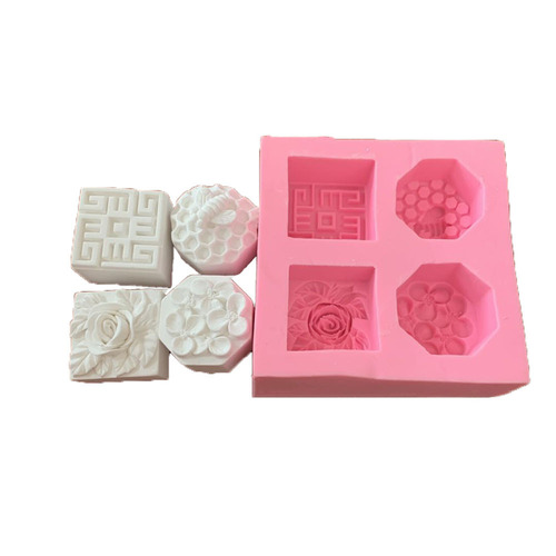 BK1087 Four-Flower Silicone Mold DIY Soap Mold, Aroma Mold, Silicone Cake Flower Mold