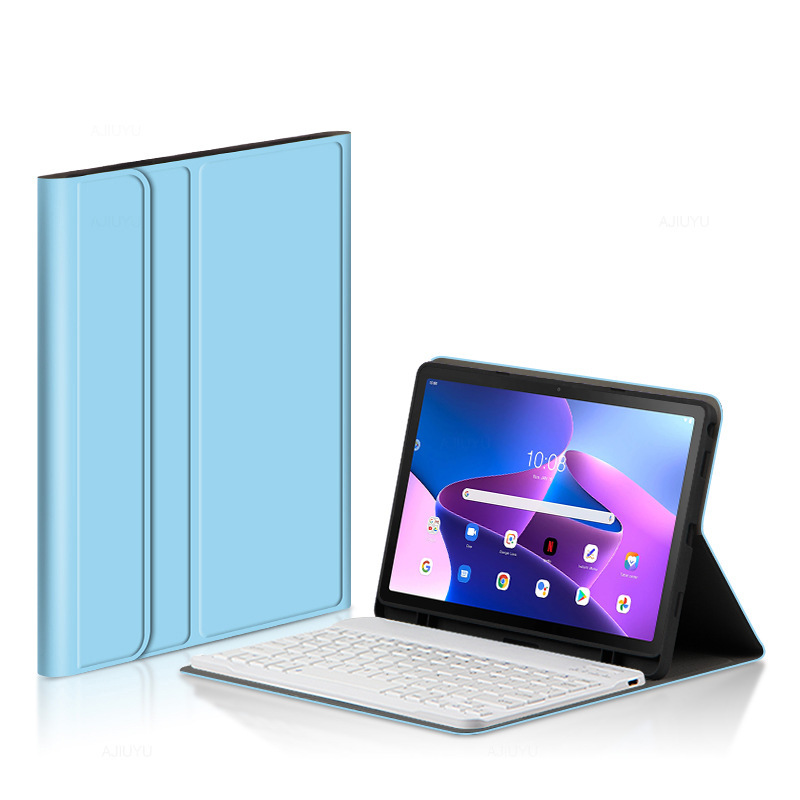 For Lenovo Tab M10 Plus Gen 3 flat keyboard protective case 10.6 inch Bluetooth keyboard leather case