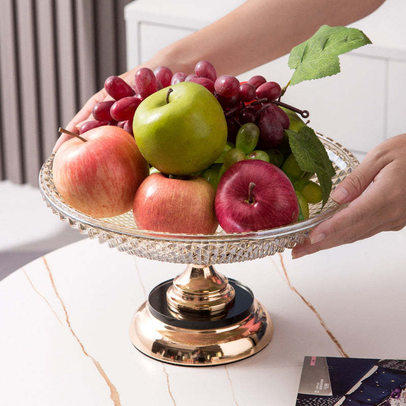 Transfronterizo de cristal europeo multicapa red bandeja de frutas rojas mesa de té de sala de estar doméstica moderna creativa de lujo ligeros dulces bandeja de bocadillos