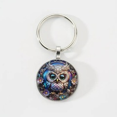 フクロウの図案の時間宝石のキーホルダーのペンダントの越境の新商品は金属のキーホルダーを飾って贈り物を飾ります。