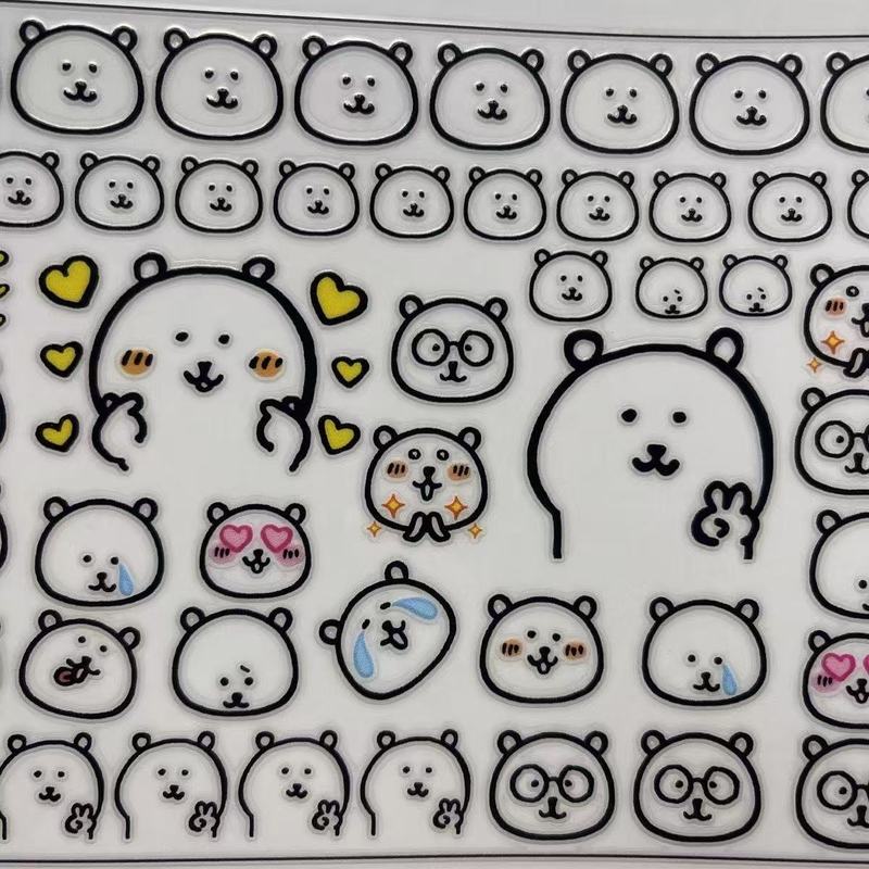 Xiaohongshu 同じスタイルの自虐的なクマかわいい漫画ウォーターカップステッカークリスタルステッカー転写ステッカーコンピュータ装飾防水と耐傷性|undefined