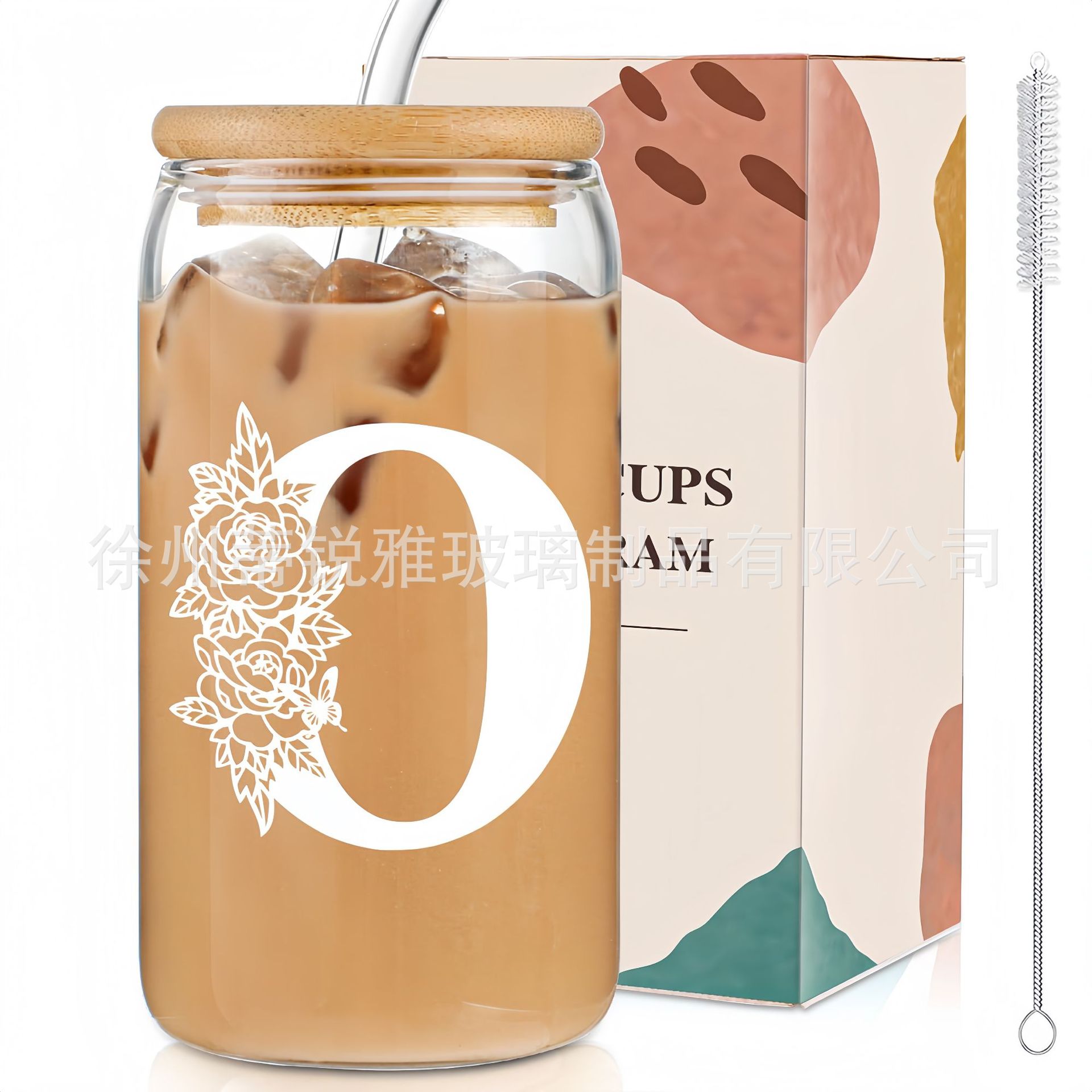 Transfronterizo 16oz Coca-Cola Cup Set con cubierta de paja de alta borosilicona taza de agua de vidrio taza de café de leche taza de vidrio Mason