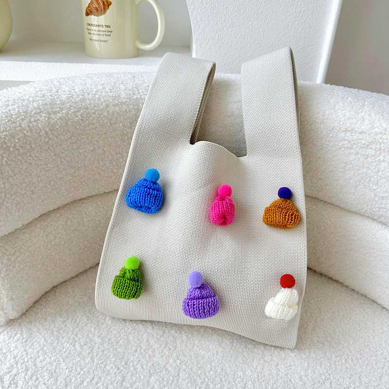 Dopamina lindo Navidad sombrero tridimensional de punto bolso de hombro estilo coreano versátil de gran capacidad bolsa de mano