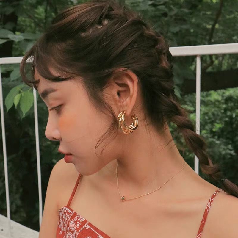 1 Pair Fashion Solid Color Plating Metal Ear Studs display picture 4