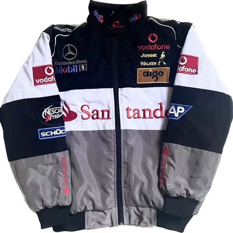 Cross-Border F1 Racing Suit, American Retro Motorcycle Jacket, Motorcycle Riding Jacket, Embroidered Windproof White Racing Jacket Cross-Border F1 Racing Suit, American Retro Motorcycle Jacket, Motorcycle Riding Jacket, Embroidered Windproof White Racing Jacket