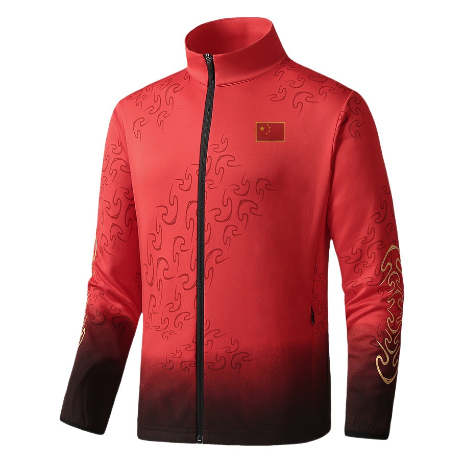 Spring and Autumn Chinese Team Award-Giving Uniforms, Sports Clothing, Coaches' and Children's Gradient Print Tops and Jackets, Custom Wholesale