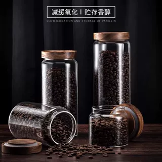 定制相思木玻璃储物罐咖啡豆茶叶密封罐食品级高硼硅玻璃收纳罐